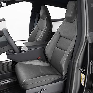 Front Seat Covers Custom Fit for Tesla Cybertruck 2024 2025 Interior Accessories, Heavy Duty Cationic Linen Fabric Seat Protector