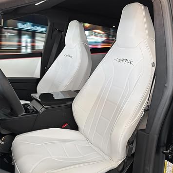 Seat Covers for Cybertruck Full-Cover Nappa Leather Seat Protector Set with Armrest Cover for Tesla Cybertruck Interior Accessories(White)